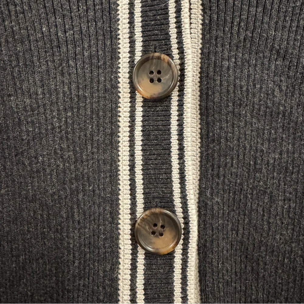 Faherty Mikki Cardigan Sweater, Black Cinder Sideline Stripe, Size Medium - Picture 6 of 13
